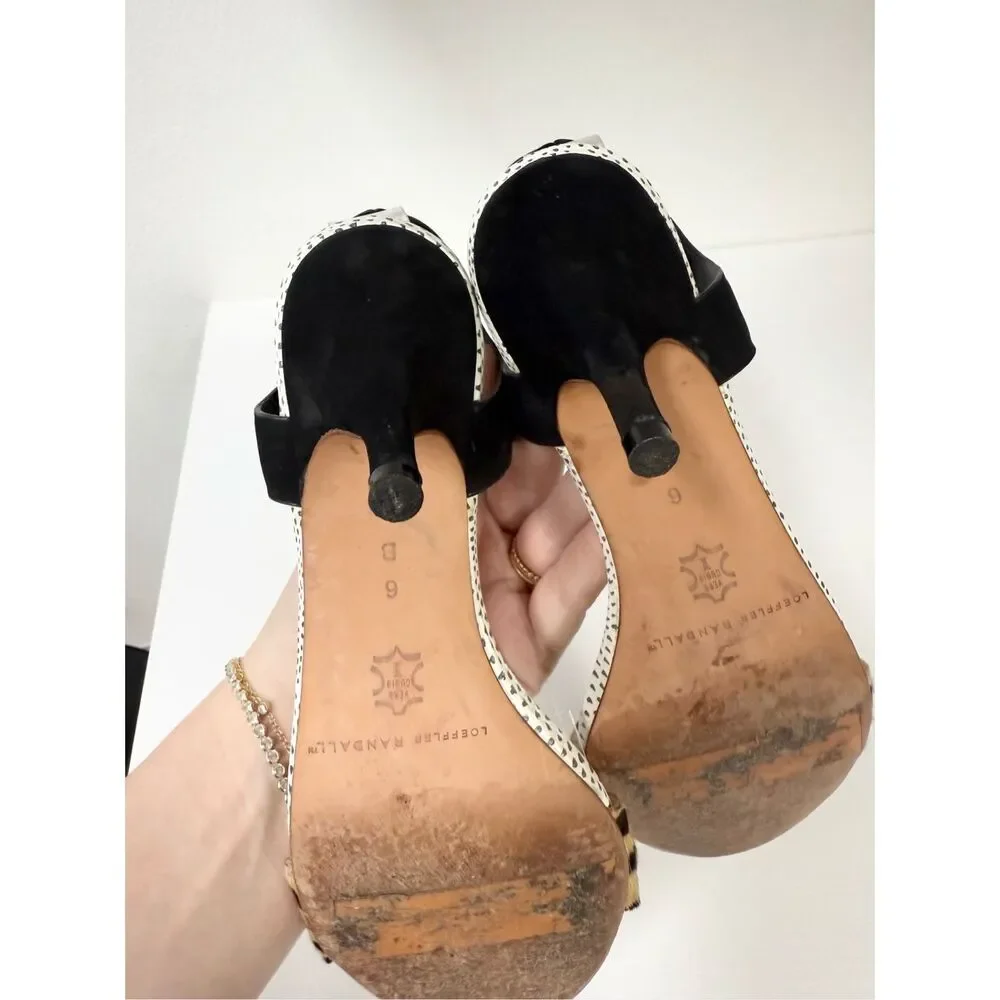 Loeffler Randall Ambrose Calf Hair Sandal Spotted Leopard Print Lace Up Size 6